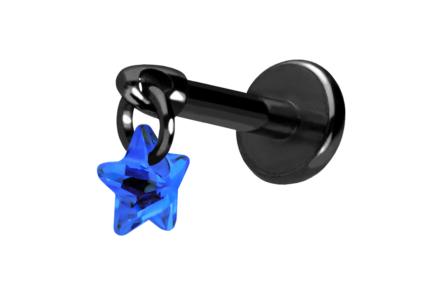 Titan Labret Piercing mit Push Fit KRISTALLSTERN